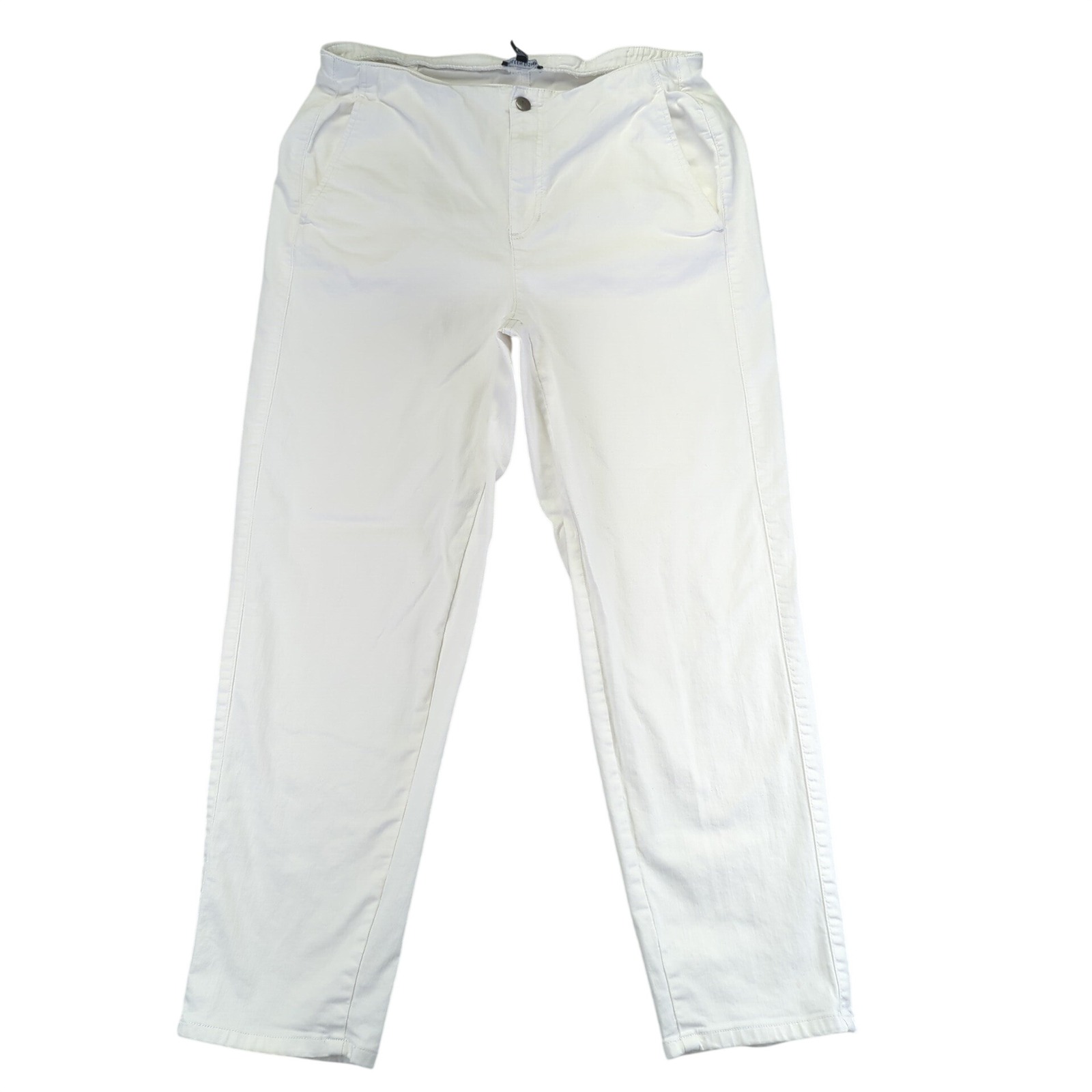 Eileen Fisher White Organic Cotton Stretch Straight Leg Pants M Medium Casual